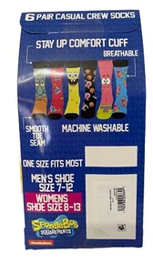 Spongebob Squarepants 6-Pack Casual Crew Sock One Size Fits Most - Bild 1 von 4