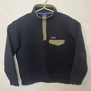 Men’s Patagonia Snap T Pull Over Quilted Fleece Sweater Black Size Large - Picture 1 of 7