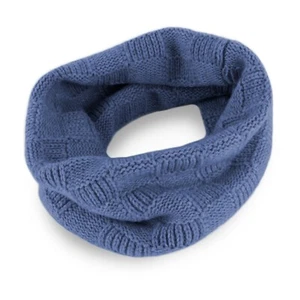 Love Cashmere Ladies Checked 100% Cashmere Snood - Denim Blue - made in Scotland - Picture 1 of 3