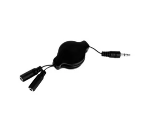 SumacLife 24964 Retractable 3.2-Feet Headphone Splitter 3.5 AUX Cable - Black - Picture 1 of 6