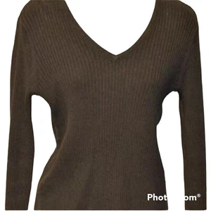 Suéter Calvin Klein Cuello en V Acanalado Negro Grande Mangas Largas Calidad - Imagen 1 de 6