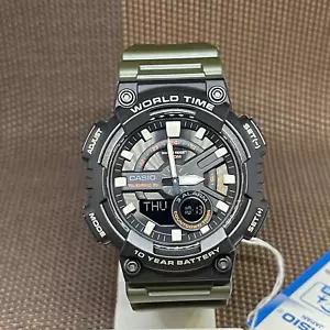 Casio AEQ-110W-3A 10 Year Battery Life World Time Youth Analog Digital Watch - Picture 1 of 9