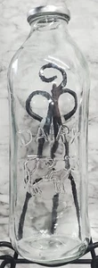 Milk Bottle Modern Clear Glass Dairy Cow Farmhouse Country Kitchen EUC - Picture 1 of 7