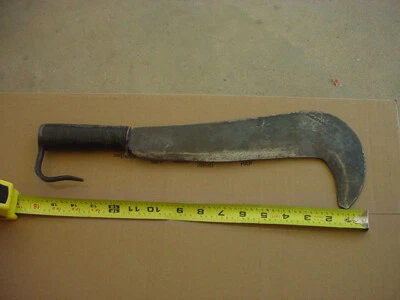 Old Hand Forged Heavy Hooked Blade Knife Machette - Image 1 of 4