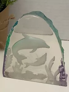 Bellissima scultura artistica delfino acrilico inciso decorazione mare oceano - Foto 1 di 7