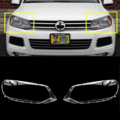 Cubierta de carcasa de faro transparente diestro+derecho para Volkswagen Touareg 2011-2014 Foto 1 de 4