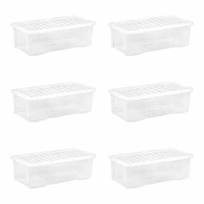 [Set of 6] Extra Large 62 Litres Clear Storage Box with Lids Stackable Underbed - Image 1 of 4
