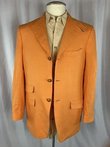 Etro Blazer Orange 50 3 button D Vent 100% Lino Italy - Picture 1 of 10