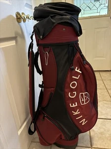Nike Golf Dual Lightweight Carry Bag Dark Red Raincover 5 Compartments Clean Bag - Picture 1 of 16