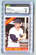 1966 TOPPS MICKEY MANTLE CSG 3 CARD #50 NEW YORK YANKEE GREAT HALL OF FAMER