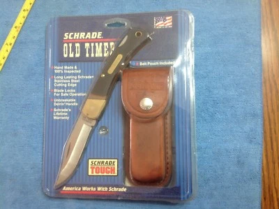 NOVO Vintage Schrade EUA 6OTCP Papéis Bainha de Faca Urso Dourado Selado Nunca Aberto - Imagem 1 de 2