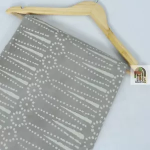 1 Yard India Kashish Cotton Fabric Grey Hand Dyed Block Printed Dabu Pure Cotton - Picture 1 of 5
