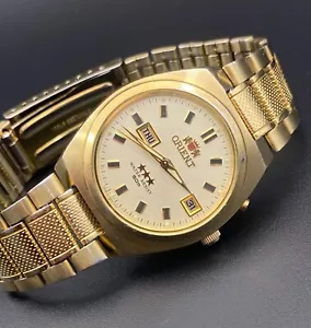 Orologio da polso uomo vintage ORIENT 3 stelle automatico 21 jewels Japan VINTAGE revisionato - Foto 1 di 7