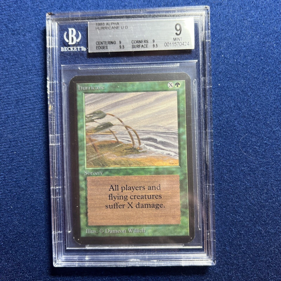 MTG Alpha Hurricane U G BGS 9 Quad++  MINT  (9.5 surface and edges)  1993 - Image 1 of 2