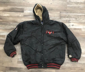 Vintage Chicago Bulls Satin Starter Jacket Mens Size XL Sherpa Lined 1990s Rare - Picture 1 of 11