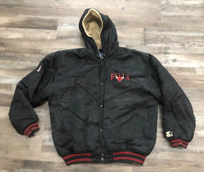 Vintage Chicago Bulls Satin Starter Jacket Mens Size XL Sherpa Lined 1990s Rare - Image 1 of 4