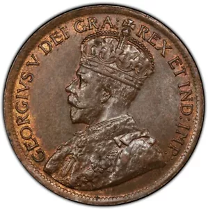 Canada 1919 1c Cent George V PCGS MS63BN With Some RD Color KM21, C1 - Picture 1 of 3