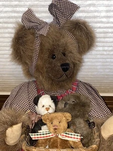 Vintage Tags A Muffin Hannah Teddy Bear Babies In Basket Home Signed Numbered - Picture 1 of 2