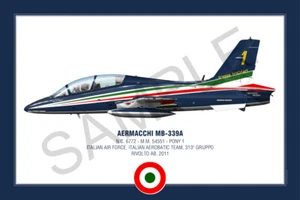 Aermacchi MB-339A Squadron Print - Poster 30x45- Italian AF "Frecce Tricolori" - Foto 1 di 1