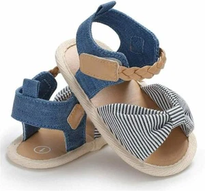 Zapatos para bebé niñas sandalias de verano antideslizantes bebé niño pequeño azul denim sintetizador cuero - Imagen 1 de 4