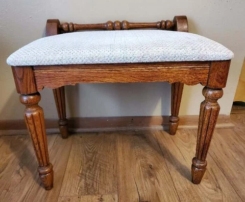 Vintage Bench Stool Ottoman Young Hinkle Furniture Ornate Carved Wood Cover