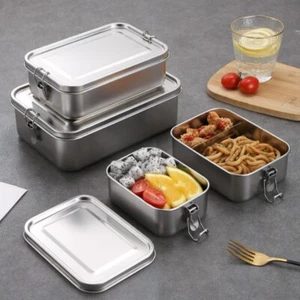 Food Container 304 Stainless Steel Lunch Box Picnic Food Storage Box Lunch Box - Picture 1 of 18