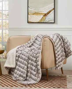 Royal Luxe Reversible Micromink to Faux-Sherpa Tie-Dye Throw 50" x 60" Blanket - Picture 1 of 2