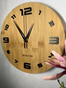 Wanduhr Bambus Holz, Modern Uhr, Luxusuhr, 3D Struktur, Schwarze Zahlen,30cm - Bild 1 von 6