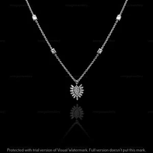 Ladies 0.77 Ct Certified Natural Diamond Station 18" Necklace 10K White Gold - Picture 1 of 3