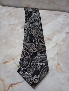 BERGAMO NEW YORK Men's Paisley Necktie Designer Black Gray - Picture 1 of 3