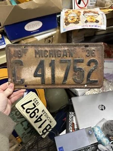 1936 Michigan License Plate C 41752 - Picture 1 of 24