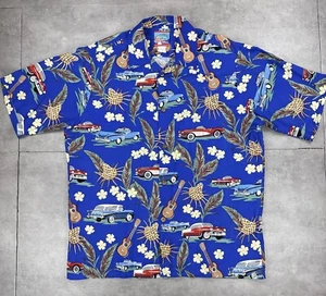 Reyn Löffel Joe Kealoha Hawaiiin 100% Rayon Shirt Herren M Blau Oldtimer Blume - Bild 1 von 15