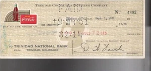 1951 COKE CHECK--Trinidad Coca Cola Bottlers--FREE SHIPPING - Picture 1 of 1