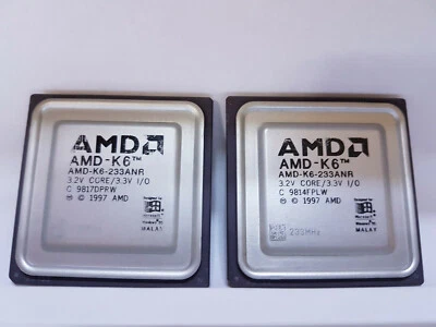 2 Pcs AMD AMD-K6-233ANR 233 MHz CPU Processor SS7 Super Socket 7 CERAMIC RARE - Image 1 of 4