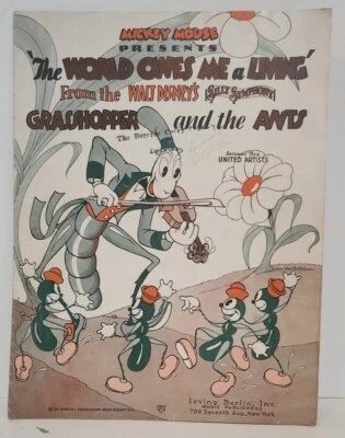 Walt Disney THE WORLD OWES ME A LIVING / GRASSHOPPER and the ANTS Sheet Music - Image 1 of 2