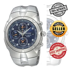 SEIKO Alarm Chronograph SNA759 SNA759P1 Streamline Blue Dots Dial Steel Watch - Picture 1 of 6