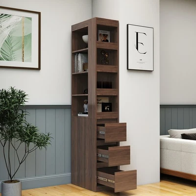 70.87" H Display Storage Cabinet w/Drawers Modern Wooden Tall Bookshelf Bookcase - Image 1 of 4