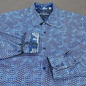 Camisa Robert Graham Botón Para Hombres 2XL Azul Sagitario Clásica Puño Abatible Geométrica - Imagen 1 de 8