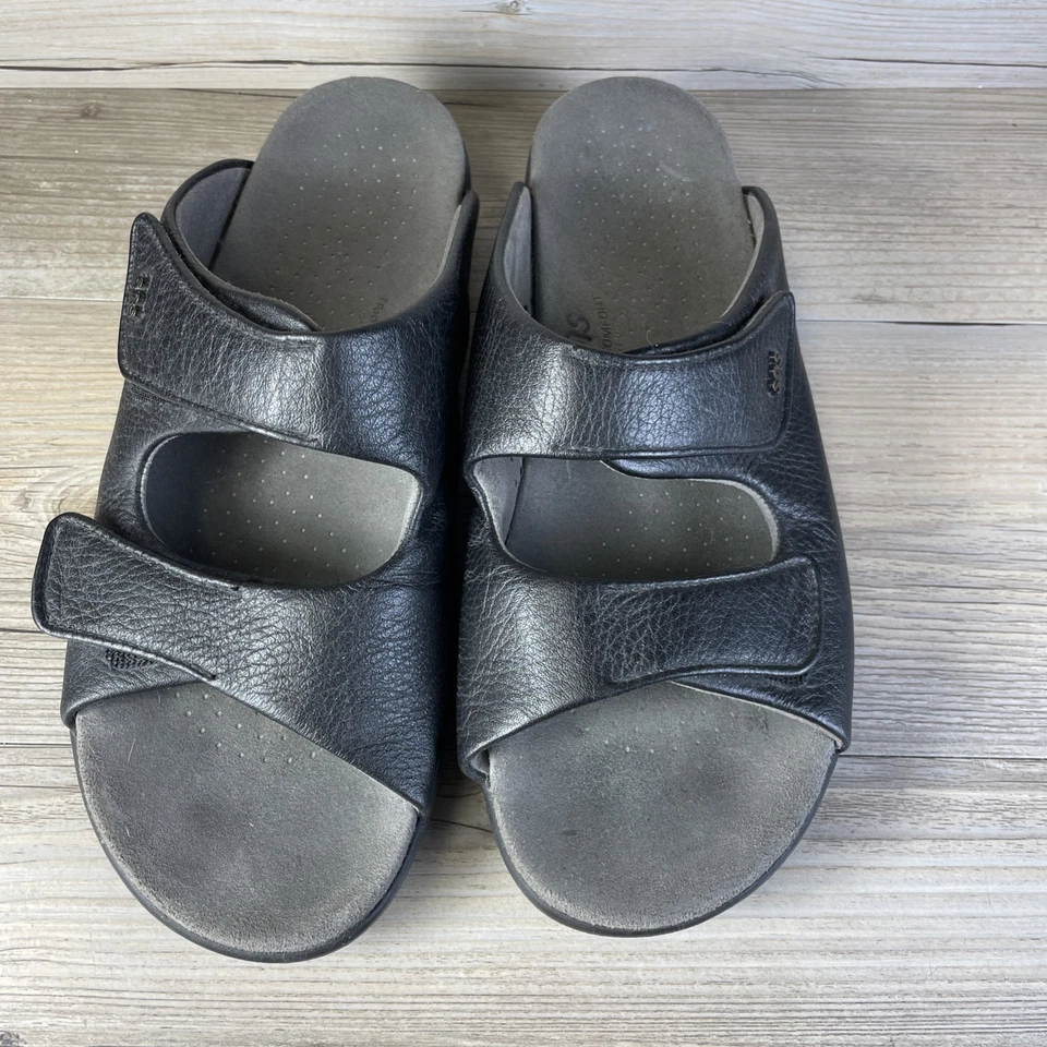 SAS Women's 10 N Narrow Relaxed Black Leather Tripad Comfort Slide Sandals - Image 1 of 4