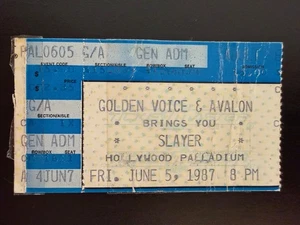 Vintage SLAYER Konzert Ticket Stub Hollywood Palladium 5. Juni 1987 - Bild 1 von 2