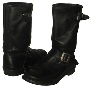 XELEMENT schwarz gegerbtes wasserabweisendes Leder Moto Engineer Biker Stiefel 9,5 - Bild 1 von 11