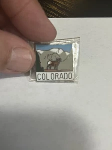Vintage COLORADO Dickhorn Schaf Berge malerische Reise Souvenir Anstecknadel Hut - Bild 1 von 2