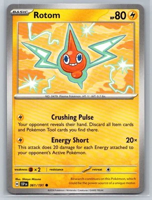 Rotom #061/191 SV08: Scarlet & Violet Surging Sparks Common - Pokemon Cards G13 - Image 1 of 2
