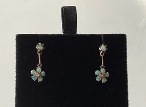 Zierliche Opal Ohrringe Blumen je 1 Brillant s. gut erhalten Sammlungsauflösung - Bild 1 von 5