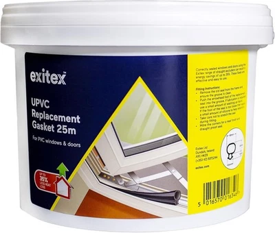 Exitex uPVC Window and Door Bubble Gasket – 25m Black Rubber Seal Replacement - Image 1 of 4