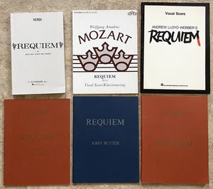 REQUIEM, 6 Piano/Vocal Scores: Brahms Faure Lloyd Webber Mozart Rutter Verdi NEW - Picture 1 of 1