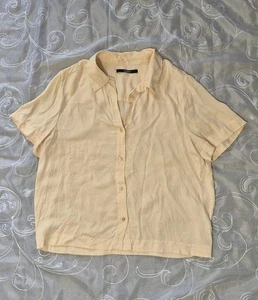 Quitte Button Down Bluse Damen Größe S Puderrosa Seide Kurzarm Oberteil - Bild 1 von 4