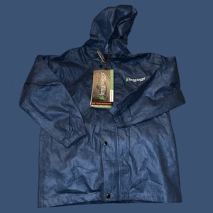 NWT Youth FROGG TOGGS Polliwogs Blueberry Ultra-lite Waterproof Rain Coat Size M - Picture 1 of 7
