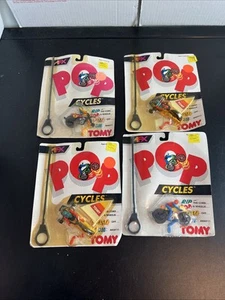 4 Vintage AFX POP CYCLES Motorcycle rip cord vintage action Figure 1989 Tomy - Picture 1 of 15