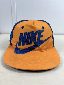 Nike Hat Cap Snap Back Orange Blue Graphic Youth Athletic Sports Modern - Picture 1 of 14
